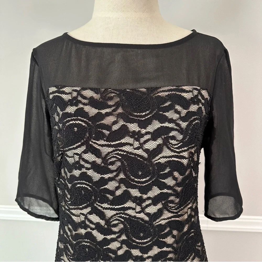 Vintage Y2K Black Lace Drop Waist Whimsigoth Dark Fairy Dress 10
